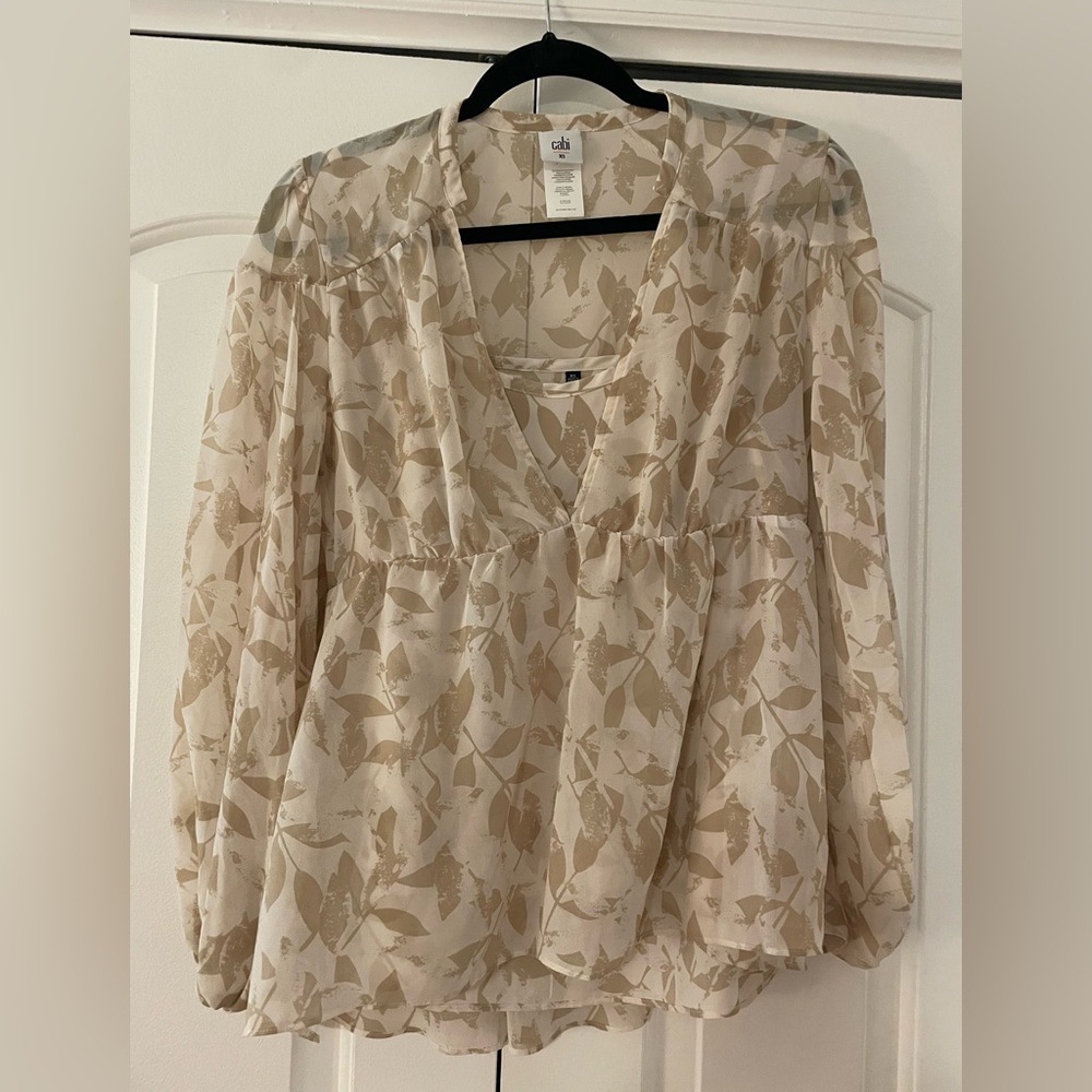 Cabi Juliette Cream Floral Blouse